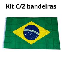 Kit C/2 Bandeiras Brasil 150x200 Copa Mundo Tecido Futebol