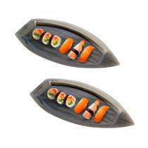 Kit C/2 Bandeja Multiuso Barco Servir Sushi Japonês 45Cm