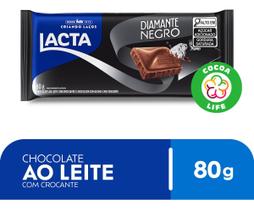 Kit c/ 2 barra Chocolate Lacta Ao Leite Diamante Negro 80g
