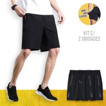 Kit c/ 2 Bermudas CORRIDA Academia Bolso Zíper Tecido Gelado com Elastano 951 Kit c/ 2 Bermudas CORRIDA Academia Bolso Zíper Tecido Gelado com Elastano 951