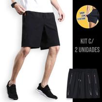 Kit c/ 2 Bermudas CORRIDA Academia Bolso Zíper Tecido Gelado com Elastano 951