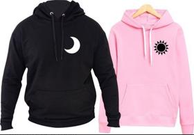 Kit C/2 Blusas De Frio Sol E Lua Canguru Casal Unissex