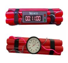 Kit C/ 2 Bombas Relógio Dinamite TNT Fake Decorativo Festas