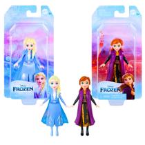Kit C/ 2 Bonecas Disney Frozen Mini Rainhas Anna e Elsa 9 Cm