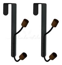 Kit C/2 Cabideiros De Porta 4 Ganchos Ferro Madeira Semfurar Kit C/2 Cabideiros De Porta 4 Ganchos Ferro Madeira Semfurar