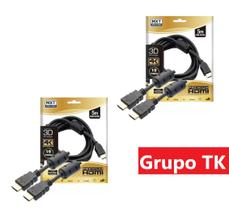 Kit c/ 2 Cabos Premium HDMI 2.0 -- 5 metros c/ filtro -- 4K Ultra HD -- Compatível c/ 3D -- MXT
