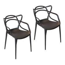 Kit c/ 2 Cadeira Resistente Allegra Masters Polipropileno Sala,Cozinha, Jantar, Empilhavel, Churrasqueira Preta