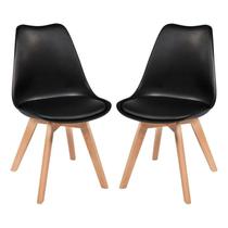 Kit C/2 Cadeiras Leda - Charles Eames, Saarinen Wood Com Alm