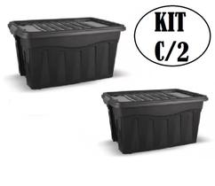 Kit c/2 caixa organizadora 53 litros com trava e rodinha bau livros container documentos brinquedos ferramentas - PLASTICOS MB