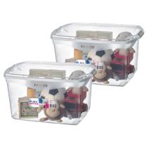 Kit C/ 2 Caixas Organizadoras Multiuso C/ Tampa Sanremo 68L Plástico Transparente