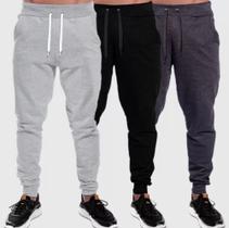 Kit C/ 2 Calças De Moletom Peluciado Masculina Estilo Jogger