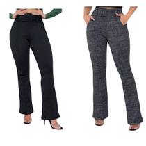 Kit c/2 Calças Flare Social Bailarina c/ Bolso na frente e Detalhe de cinto