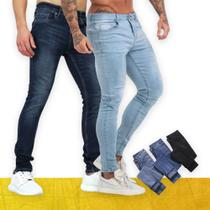 Kit c/2 Calças Jeans LISA Skinny Masculina Slim Elastano Casual Sport 1051