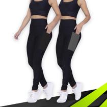 Kit c/ 2 CALÇAS LEG Legging COM BOLSOS Cintura Alta Fitness Treino Casual Corrida Academia 1028