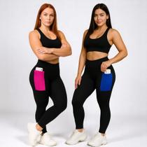Kit c/ 2 CALÇAS LEG Legging COM BOLSOS Cintura Alta Fitness Treino Casual Corrida Academia 1028 Kit c/ 2 CALÇAS LEG Legging COM BOLSOS Cintura Alta Fitness Treino Casual Corrida Academia 1028