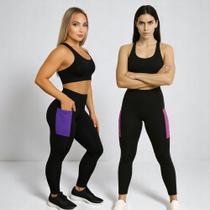 Kit c/ 2 CALÇAS LEG Legging COM BOLSOS Cintura Alta Fitness Treino Casual Corrida Academia 1028