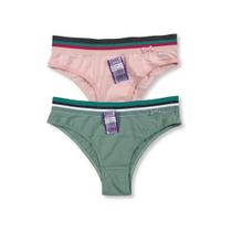 Kit c/ 2 Calcinha Algodão Cós Alto Bordado Militanga