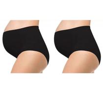 Kit C/ 2 Calcinhas Gestante Sem Costura Loba Lupo Tamanho:GGCor:Preto