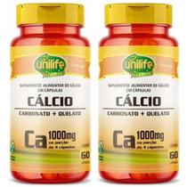 KIT C/2 Cálcio Quelato Ca Puro Vegan 60 Caps - Unilife