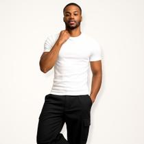 Kit c/2 Camiseta Canelada Masculina Slim Fit Estilo Americano - Camisa Masculina Caimento Justo ao C