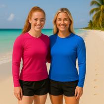 Kit c/2 Camisetas PROTEÇÃO SOLAR UV FEMININA ML Térmica Academia Corrida Yoga PLT 1021 Kit c/2 Camisetas PROTEÇÃO SOLAR UV FEMININA ML Térmica Academia Corrida Yoga PLT 1021