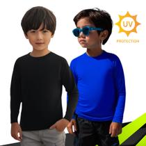 Kit c/ 2 Camisetas Térmica Proteção UV Original Manga Longa Solar Infantil PLT 1018