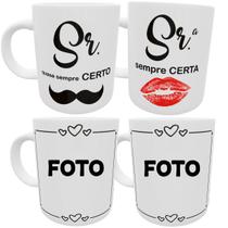 Kit c/ 2 canecas casal sr(a) certo com foto personalizada