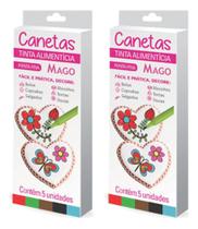 Kit C/2 Caneta Tinta Alimentícia Ponta Fina 5un Recarre Mago Kit C/2 Caneta Tinta Alimentícia Ponta Fina 5un Recarre Mago