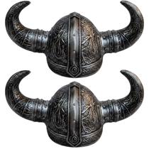 Kit c/2 Capacete Viking Pt Fantasia Chifre Nórdico Cosplay