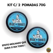 Kit C/2 Cera Capilar Modeladora Efeito Brilho/Molhado Fixação Forte Made in Barber - 70g / 130g