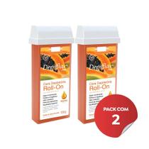 Kit c/2 Ceras Depilatória Refil Roll On Depilflax Mamão 100g