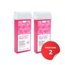 Kit c/2 Ceras Depilatória Refil Roll On Depilflax Rosa 100g