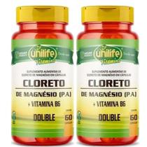 KIT C/2 Cloreto De Magnésio Pa C/ Vita B6 60 Cáps - Unilife KIT C/2 Cloreto De Magnésio Pa C/ Vita B6 60 Cáps - Unilife