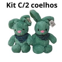 Kit C/2 Coelhos Pelúcia Verde Enfeite Brinquedo Páscoa Macio Kit C/2 Coelhos Pelúcia Verde Enfeite Brinquedo Páscoa Macio