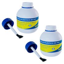 Kit c/ 2 Cola Adesivo Plástico PVC em Frasco c/ Pincel 75g Kit c/ 2 Cola Adesivo Plástico PVC em Frasco c/ Pincel 75g