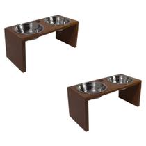 Kit C/2 Comedouros Duplos Elevado Tamanho G 20cm Altura Cães Grande Porte Kit C/2 Comedouros Duplos Elevado Tamanho G 20cm Altura Cães Grande Porte