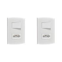 Kit C/2 - Conjunto Peesa Alfa 1543A 1 Interruptor Sim.Tomada ..