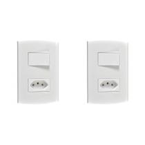 Kit C/2 - Conjunto Peesa Alfa 1546A 1 Interruptor Sim.Tomada ..