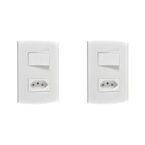 Kit C/2 - Conjunto Peesa Alfa 1546A 1 Interruptor Sim.Tomada ..