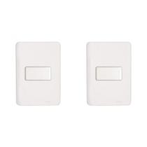 Kit C/2 - Conjunto Perlex Aros 4X2 Branco Com Placa(1Simp...