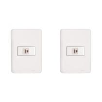 Kit C/2 - Conjunto Perlex Aros 4X2 Branco Com Placa(1Toma...