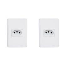 Kit C/2 - Conjunto Perlex Aros 4X2 Branco Com Placa(1Toma... Kit C/2 - Conjunto Perlex Aros 4X2 Branco Com Placa(1Toma...