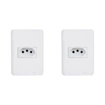 Kit C/2 - Conjunto Perlex Aros 4X2 Branco Com Placa(1Toma... Kit C/2 - Conjunto Perlex Aros 4X2 Branco Com Placa(1Toma...