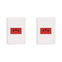 Kit C/2 - Conjunto Perlex Aros 4X2 Branco Com Placa(1Toma...