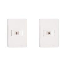 Kit C/2 - Conjunto Perlex Aros 4X2 Branco Com Placa(1Toma... Kit C/2 - Conjunto Perlex Aros 4X2 Branco Com Placa(1Toma...