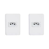 Kit C/2 - Conjunto Perlex Aros 4X2 Branco Com Placa(1Toma... Kit C/2 - Conjunto Perlex Aros 4X2 Branco Com Placa(1Toma...