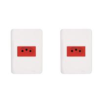 Kit C/2 - Conjunto Perlex Aros 4X2 Branco Com Placa(1Toma...
