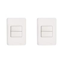 Kit C/2 - Conjunto Perlex Aros 4X2 Branco Com Placa(2Simp...