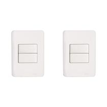 Kit C/2 - Conjunto Perlex Aros 4X2 Branco Com Placa(2Simp...