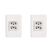 Kit C/2 - Conjunto Perlex Aros 4X2 Branco Com Placa(2Toma... Kit C/2 - Conjunto Perlex Aros 4X2 Branco Com Placa(2Toma...